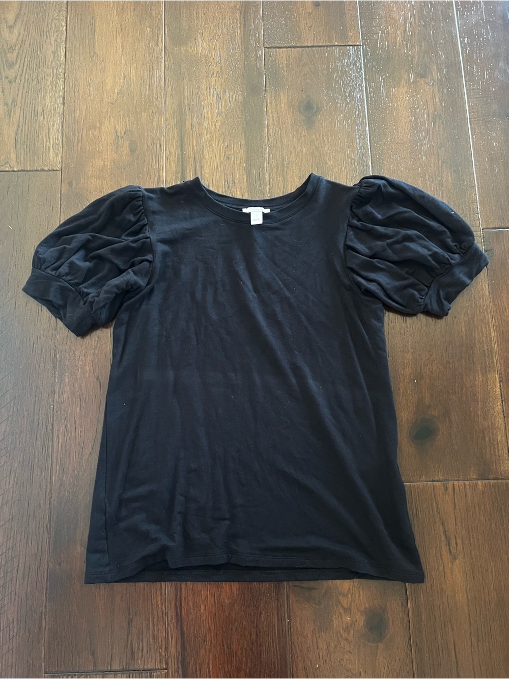 Navy Puff Sleeve Women's Top
